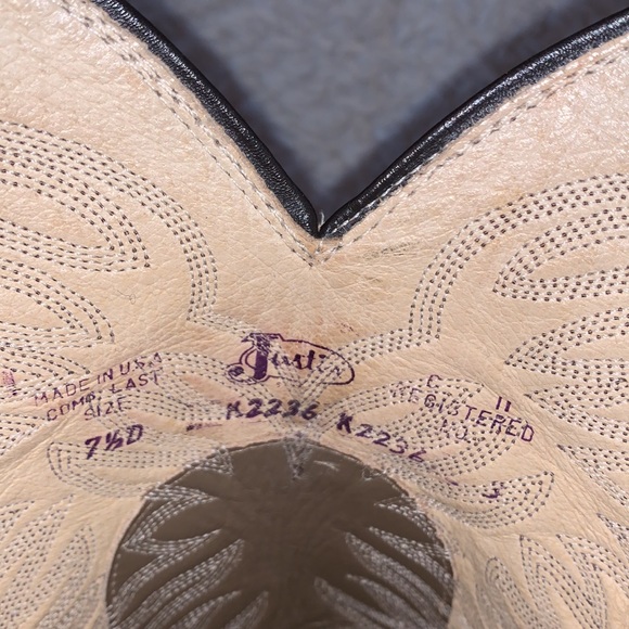 Justin Cowboy Boots Gray Leather Round Toe Size 7.5 - Picture 7 of 10